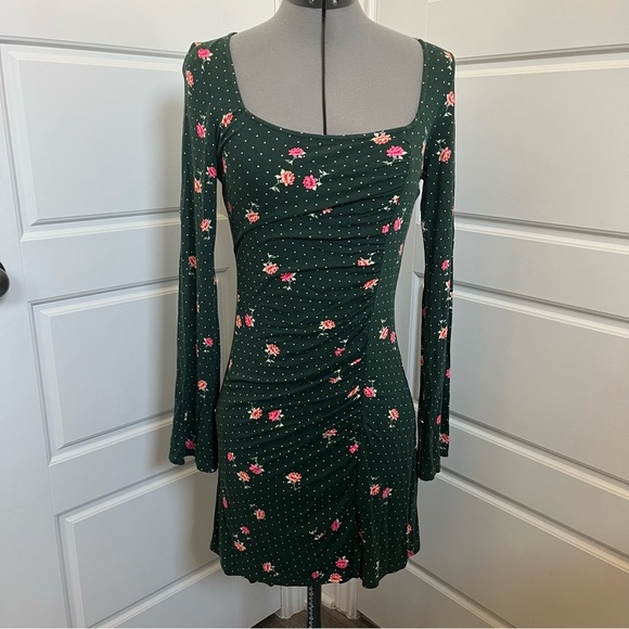 Free People Celia Mini Dress Emerald Jewel Combo Size XS - Picture 5 of 8